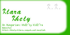 klara khely business card